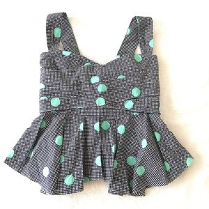 Summer bodycon polka dot ruffle detail top